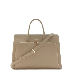 Honor Nadine taupe calfskin leather handbag with 16.4 inch laptop pocket