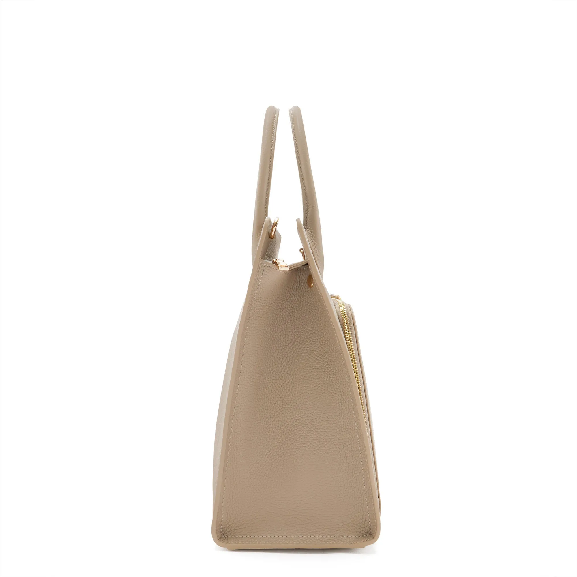 Honor Nadine taupe calfskin leather handbag with 16.4 inch laptop pocket