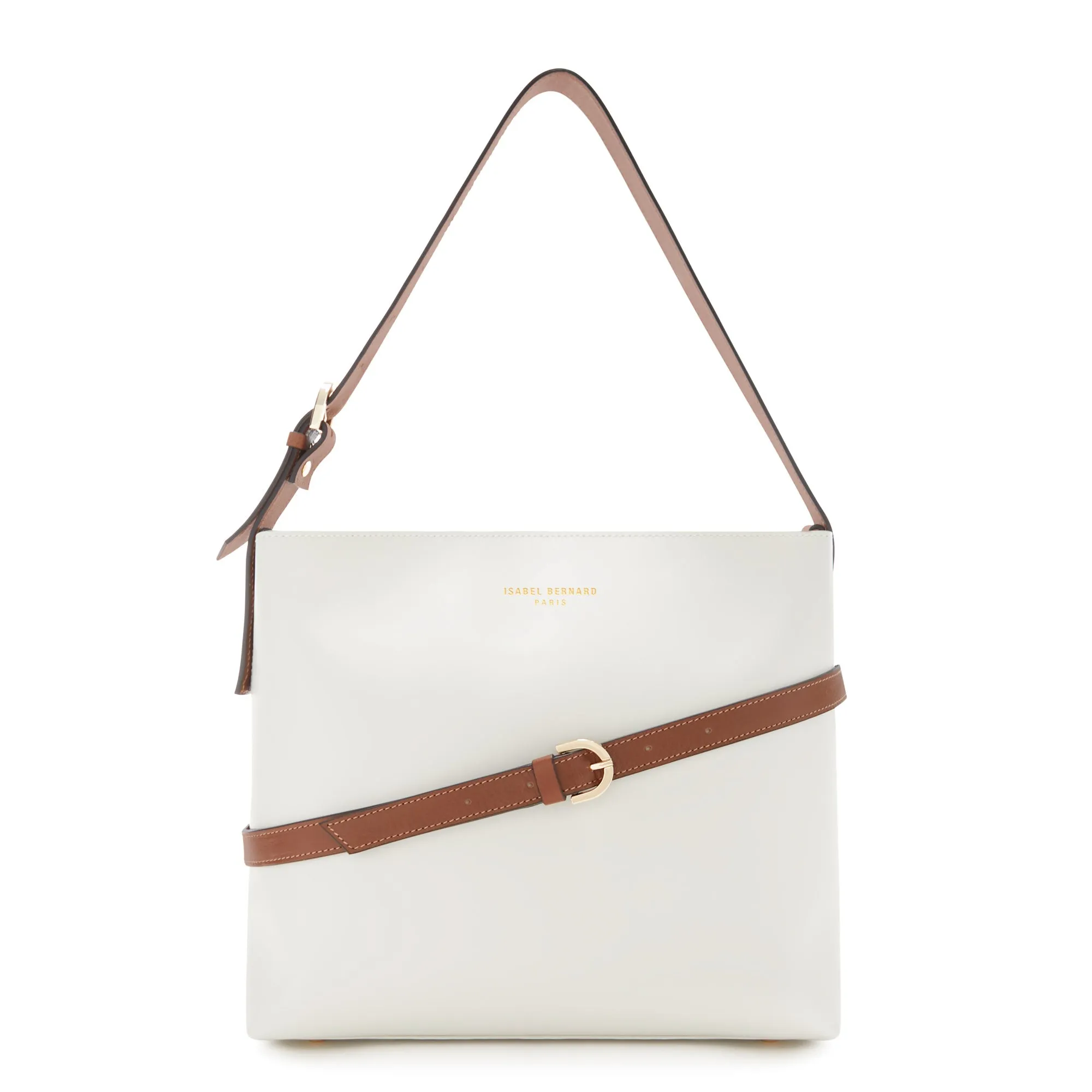 Honore Adriane Midi white leather shoulder bag calfskin leather
