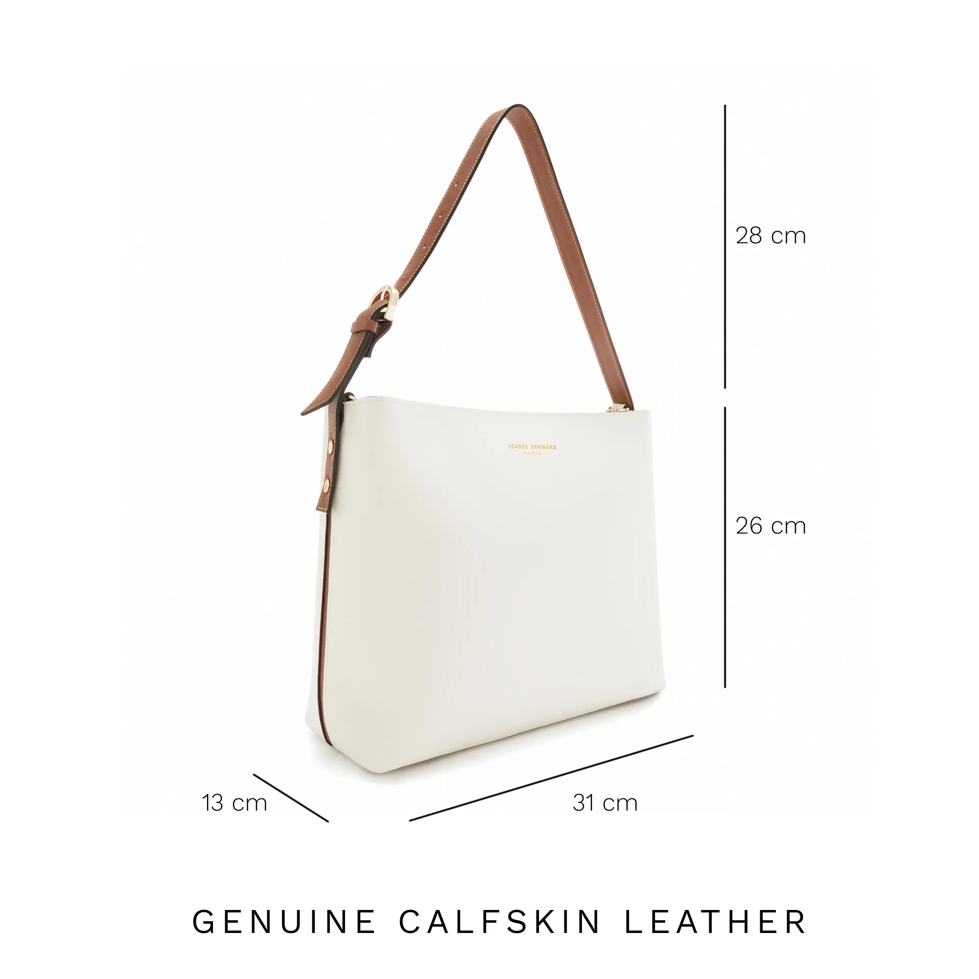 Honore Adriane Midi white leather shoulder bag calfskin leather