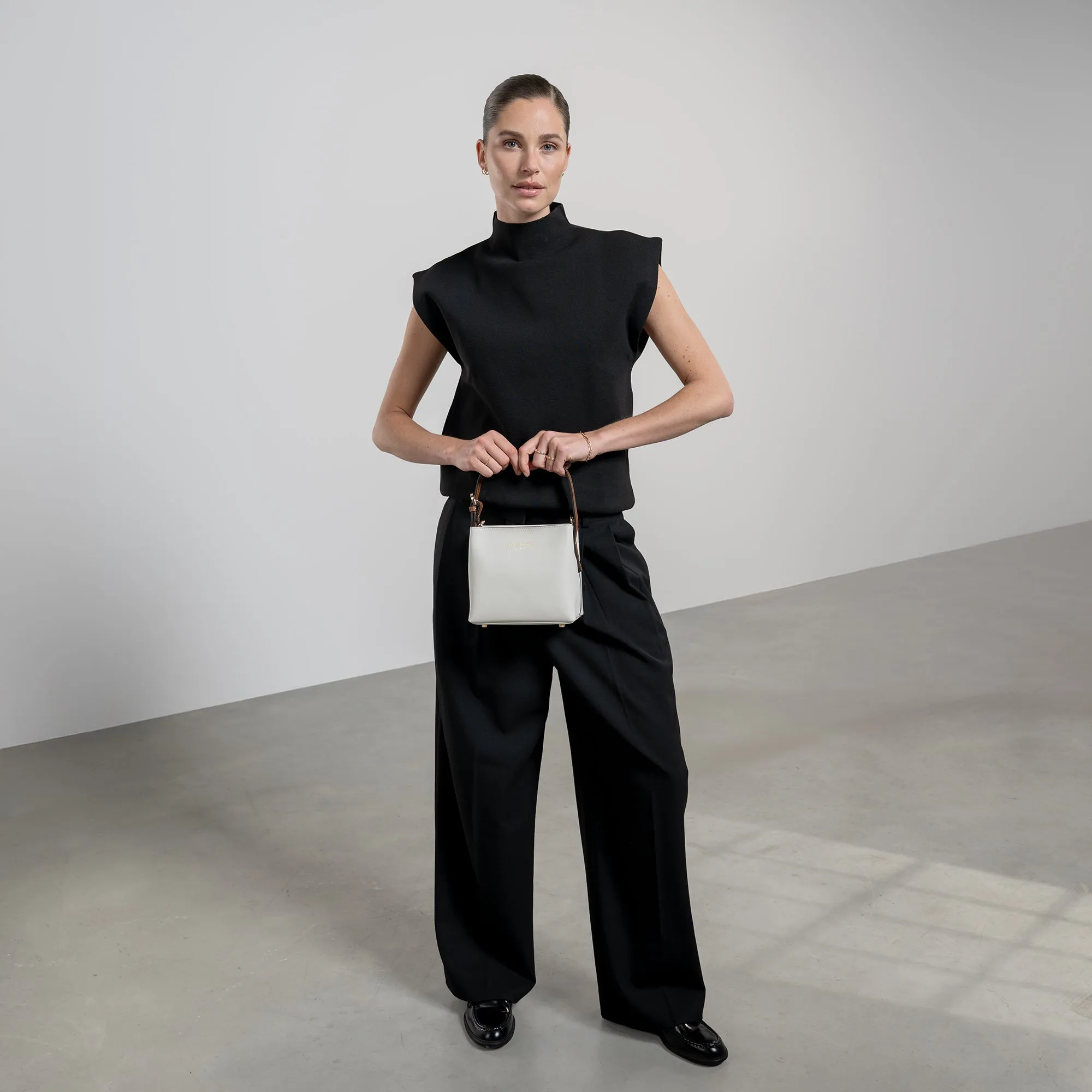 Honore Adriane Mini white leather handbag calfskin leather