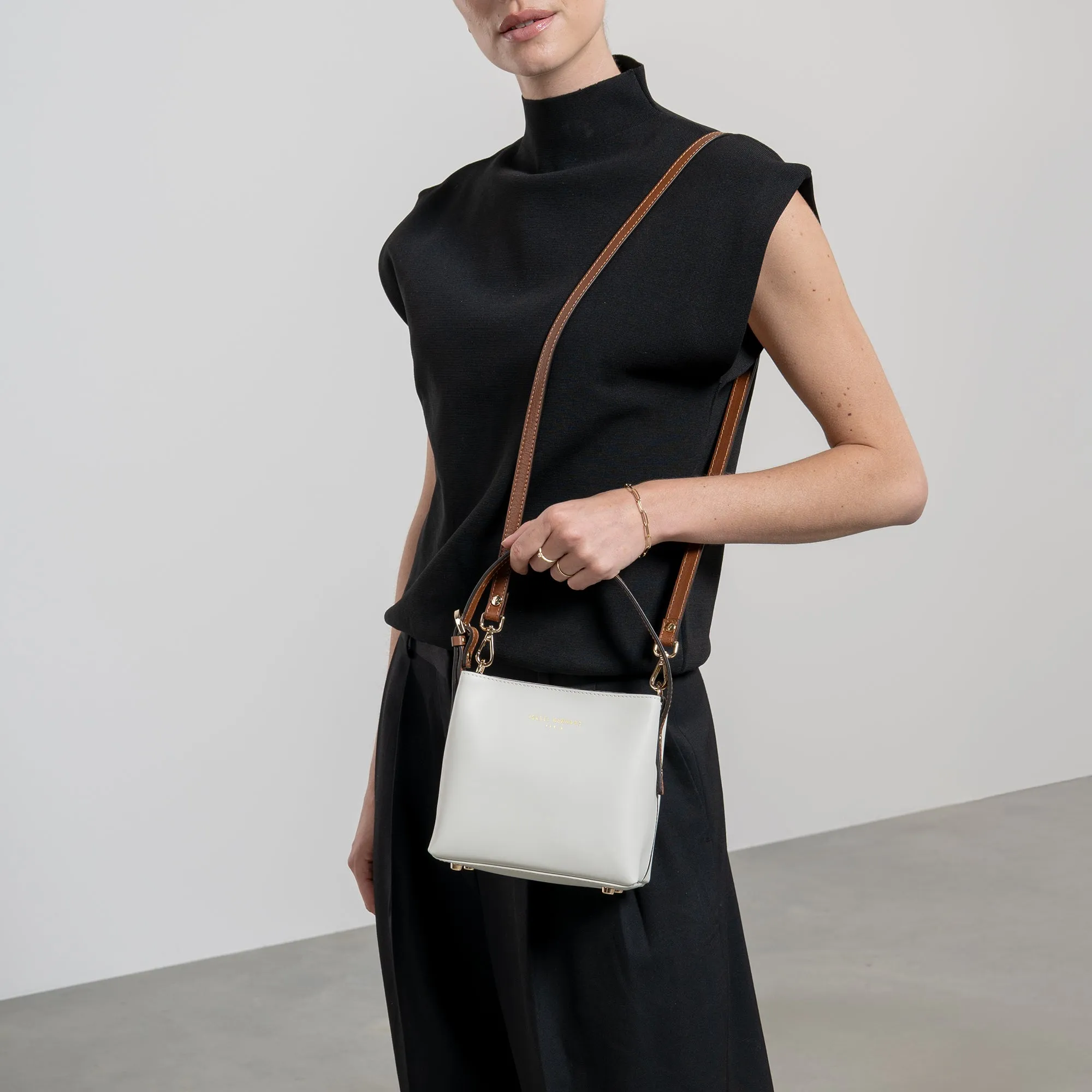 Honore Adriane Mini white leather handbag calfskin leather