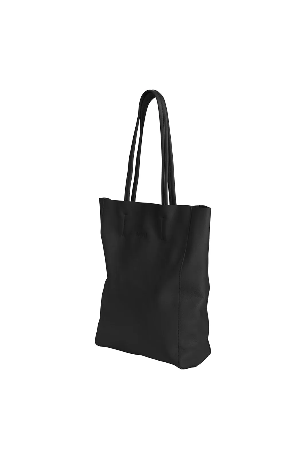 HOOPLA LEATHER OPEN TOP TOTE BLACK