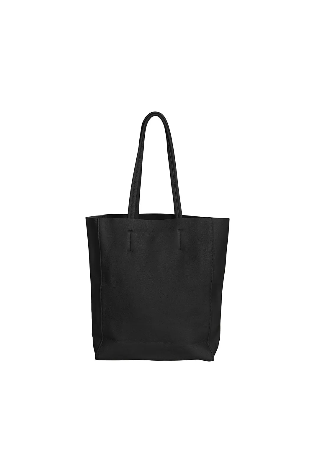 HOOPLA LEATHER OPEN TOP TOTE BLACK