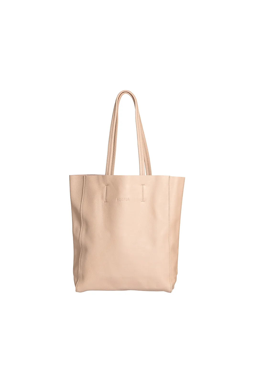 HOOPLA LEATHER OPEN TOP TOTE LIGHT PINK