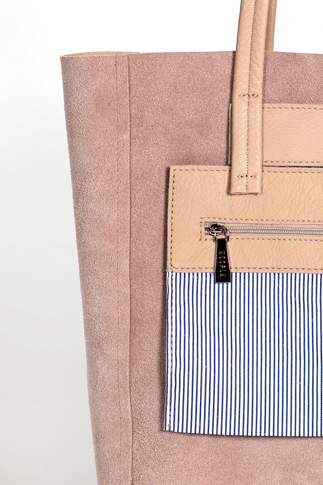 HOOPLA LEATHER OPEN TOP TOTE LIGHT PINK