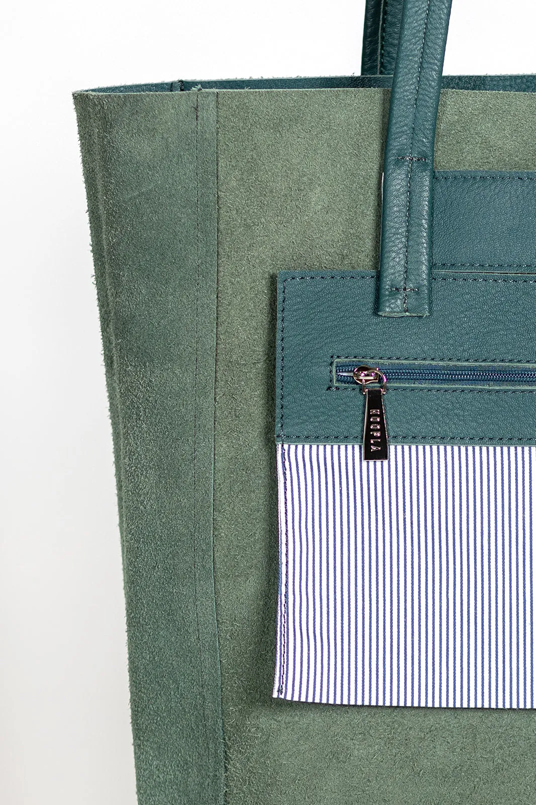 HOOPLA LEATHER OPEN TOP TOTE TEAL