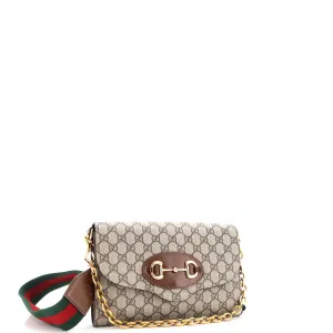 Horsebit 1955 Curved Flap Shoulder Bag GG Coated Canvas Small