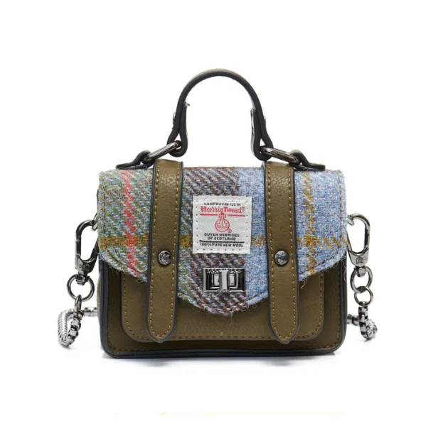 Islander Tartan Wee Satchel with Harris Tweed