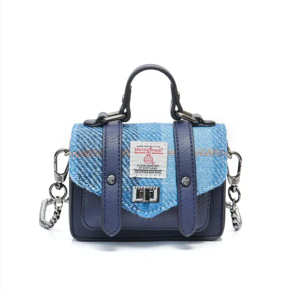 Islander Tartan Wee Satchel with Harris Tweed