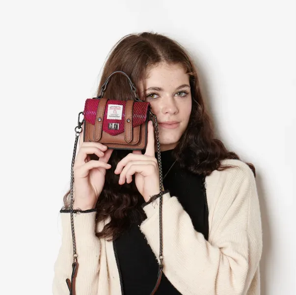 Islander Tartan Wee Satchel with Harris Tweed