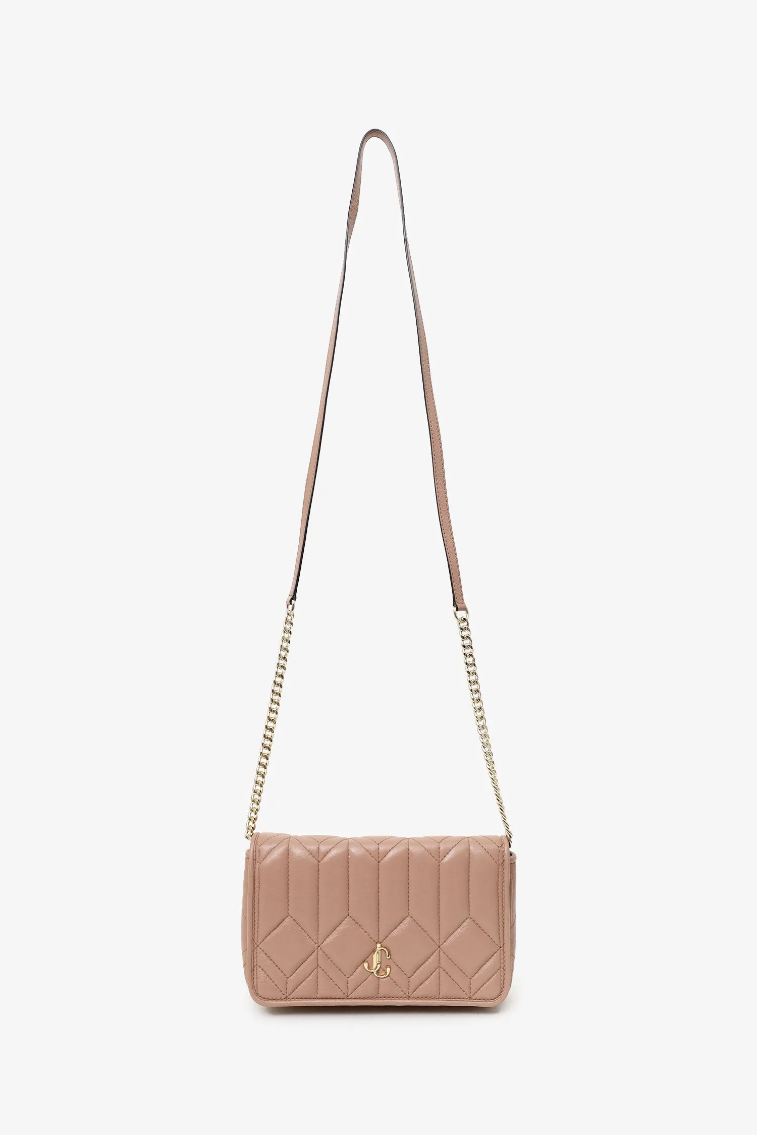 Jimmy Choo Beige Nappa Leather JC Wallet On Chain
