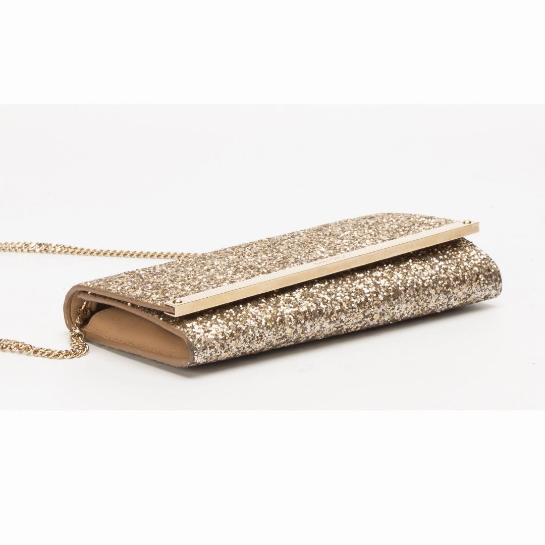 Jimmy Choo Glitter Fabric Milla Chain Wallet