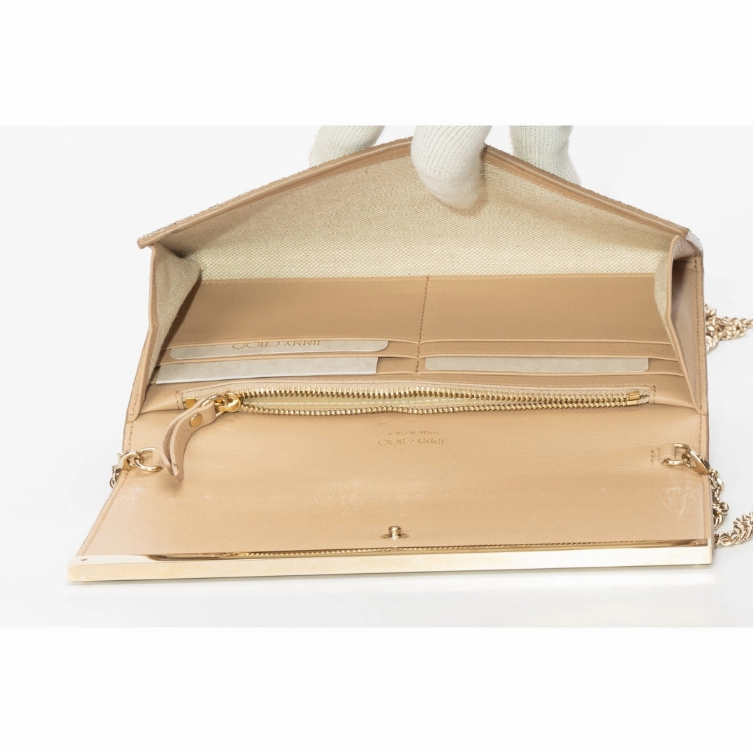 Jimmy Choo Glitter Fabric Milla Chain Wallet