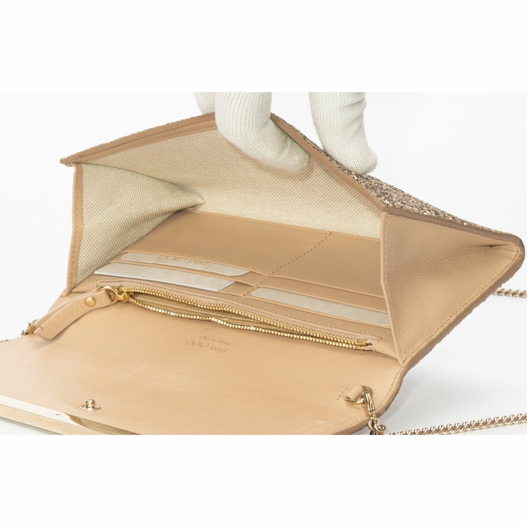 Jimmy Choo Glitter Fabric Milla Chain Wallet
