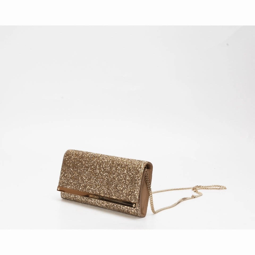 Jimmy Choo Glitter Fabric Milla Chain Wallet