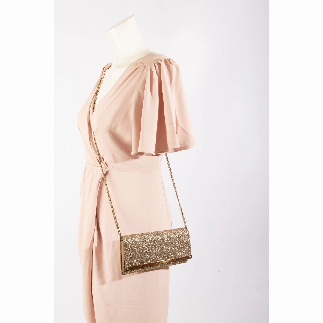 Jimmy Choo Glitter Fabric Milla Chain Wallet