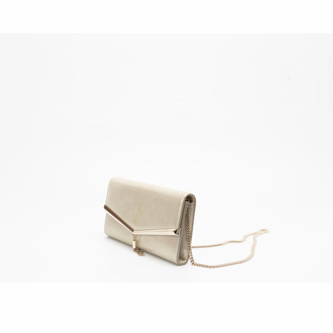 Jimmy Choo Gold Leather Emmie Clutch