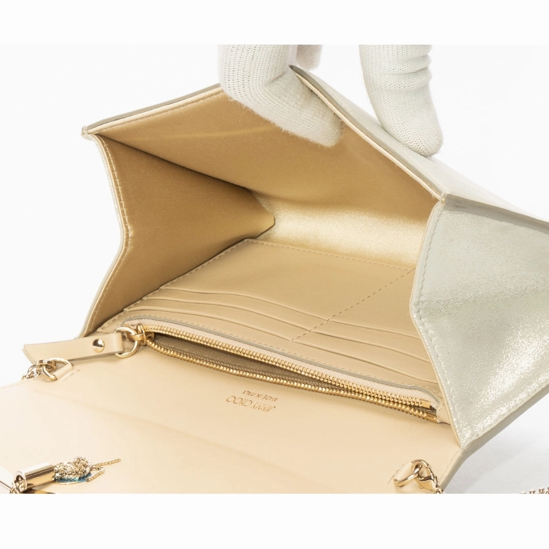 Jimmy Choo Gold Leather Emmie Clutch