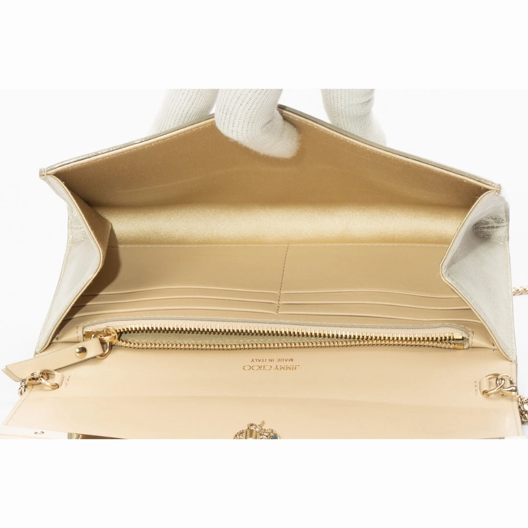 Jimmy Choo Gold Leather Emmie Clutch