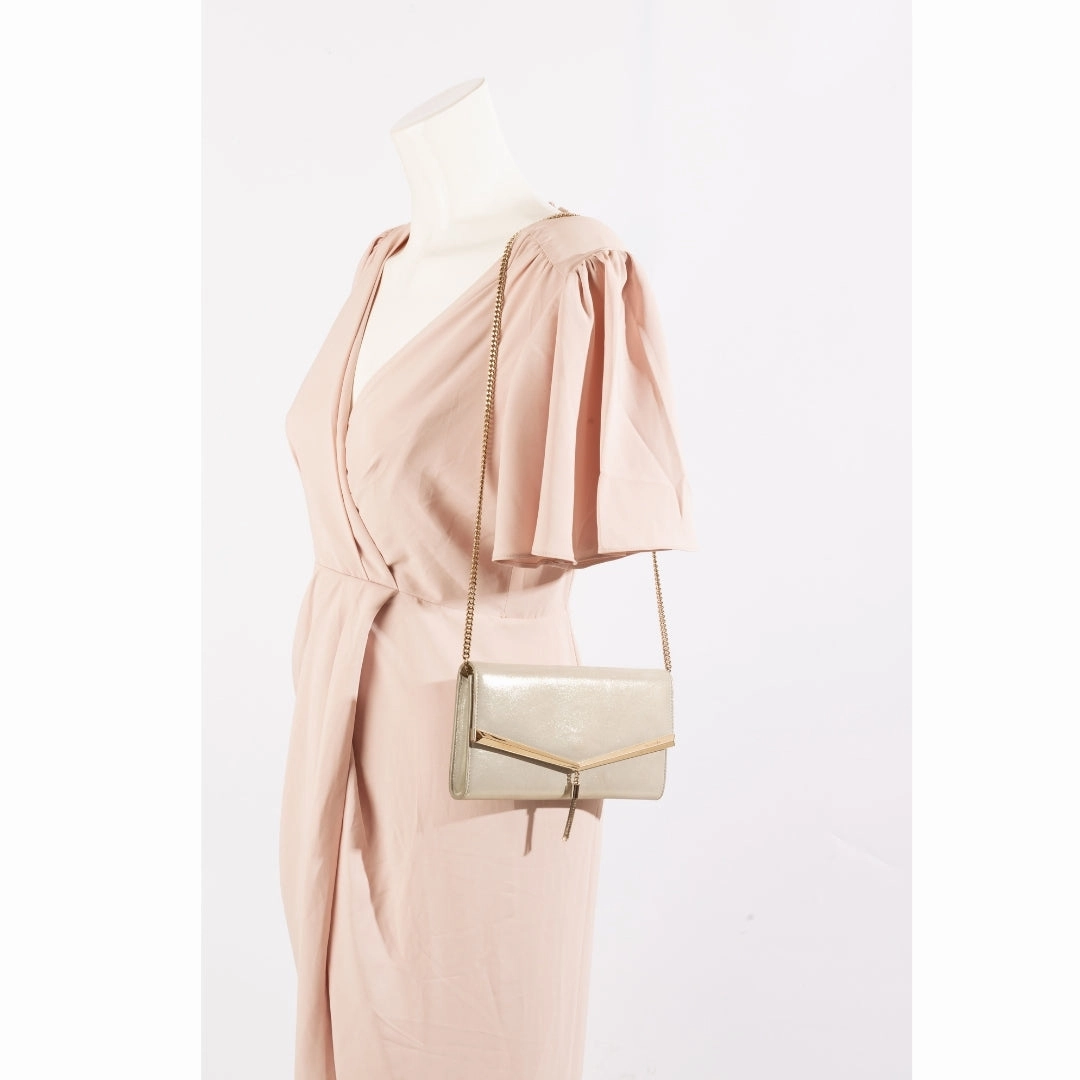 Jimmy Choo Gold Leather Emmie Clutch