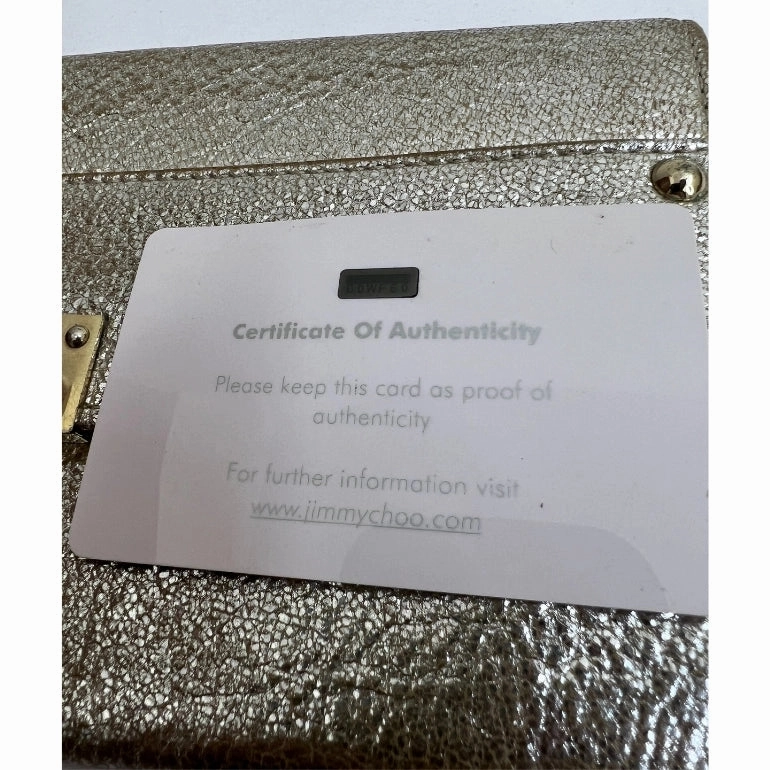 Jimmy Choo Metallic Gold Leather and Glitter Reese Clutch