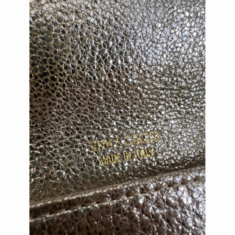 Jimmy Choo Metallic Gold Leather and Glitter Reese Clutch