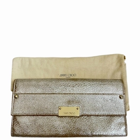 Jimmy Choo Metallic Gold Leather and Glitter Reese Clutch