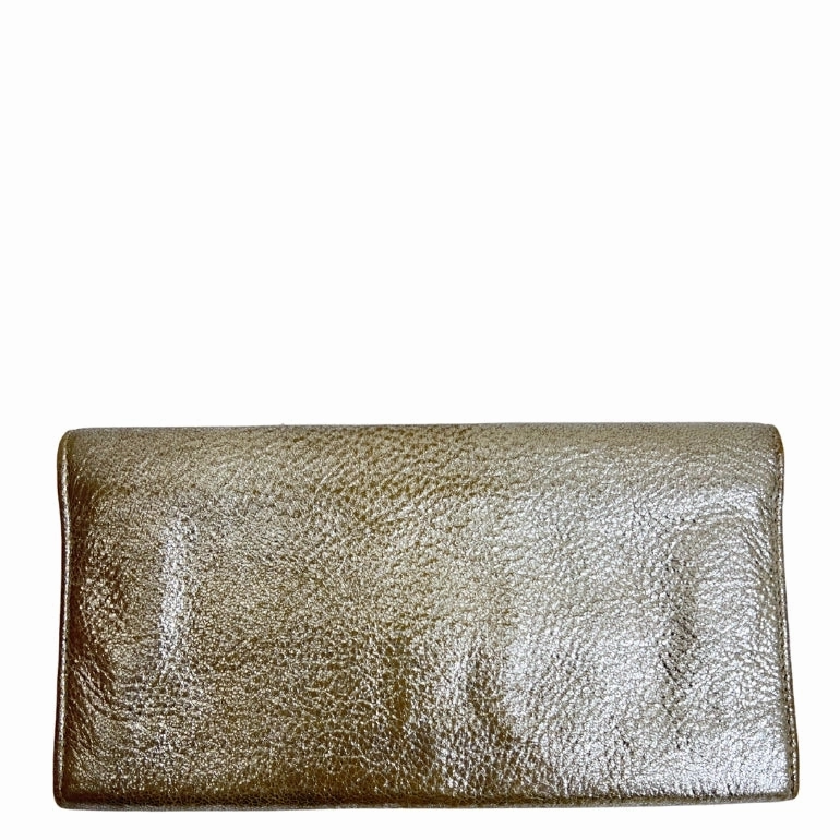Jimmy Choo Metallic Gold Leather and Glitter Reese Clutch