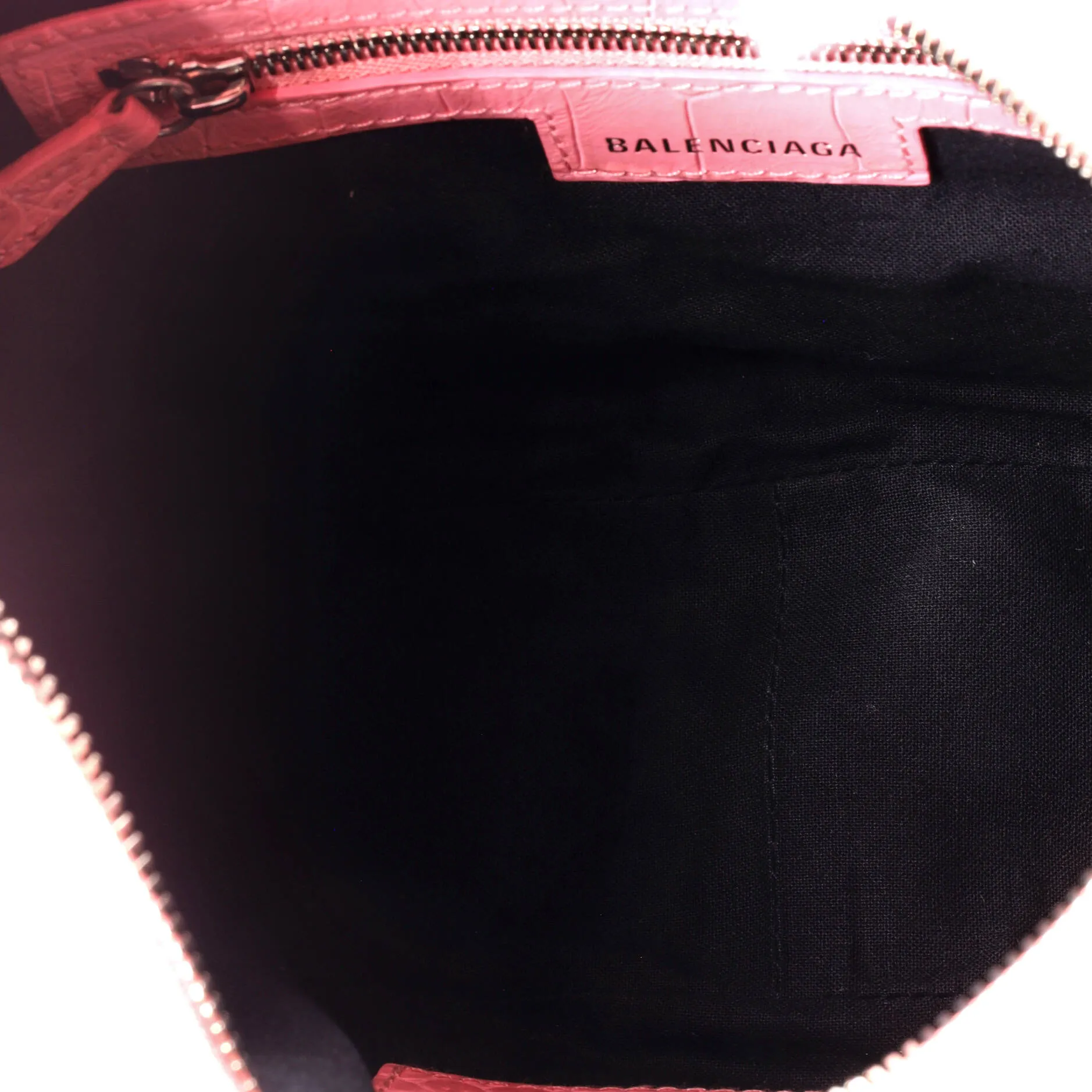 Le Cagole Giant Studs Shoulder Bag Crocodile Embossed Leather Small