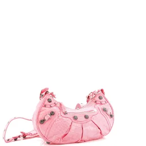 Le Cagole Giant Studs Shoulder Bag Crocodile Embossed Leather Small