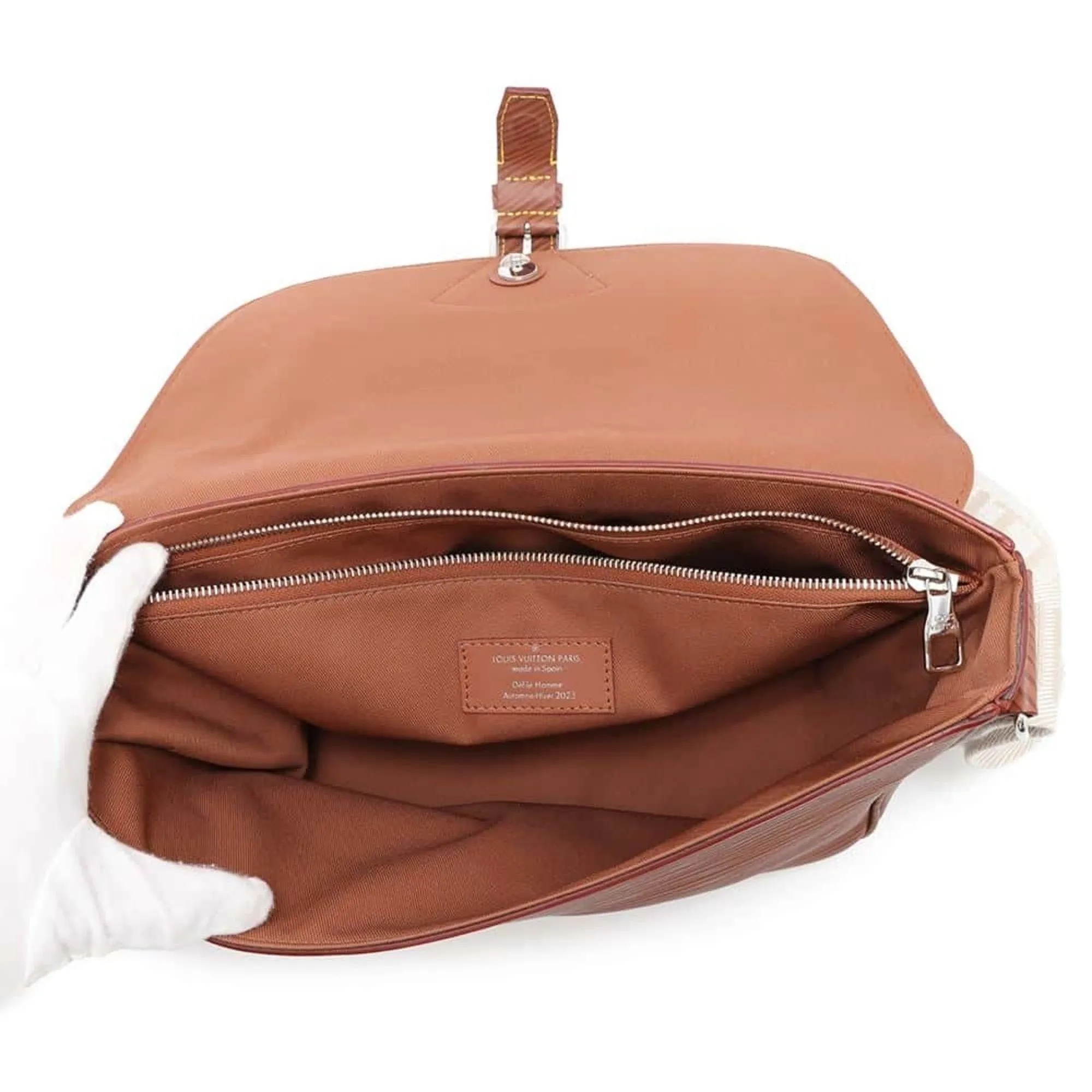 Leather Montsouris Backpack with Dust Bag and Name Tag