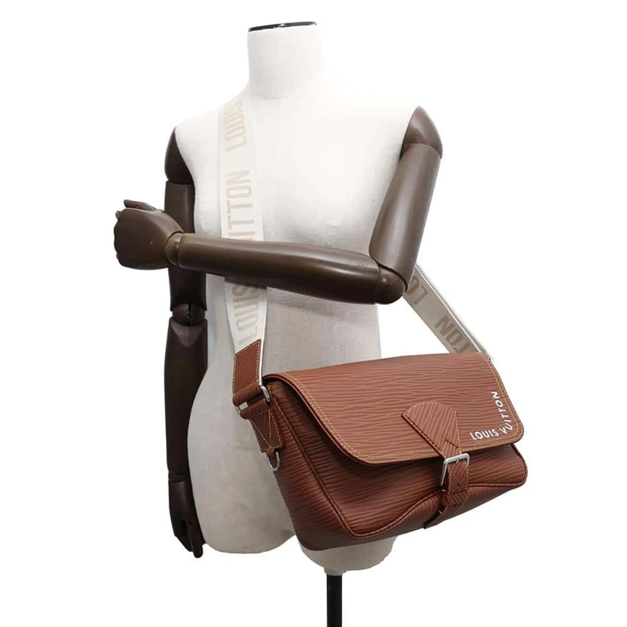 Leather Montsouris Backpack with Dust Bag and Name Tag