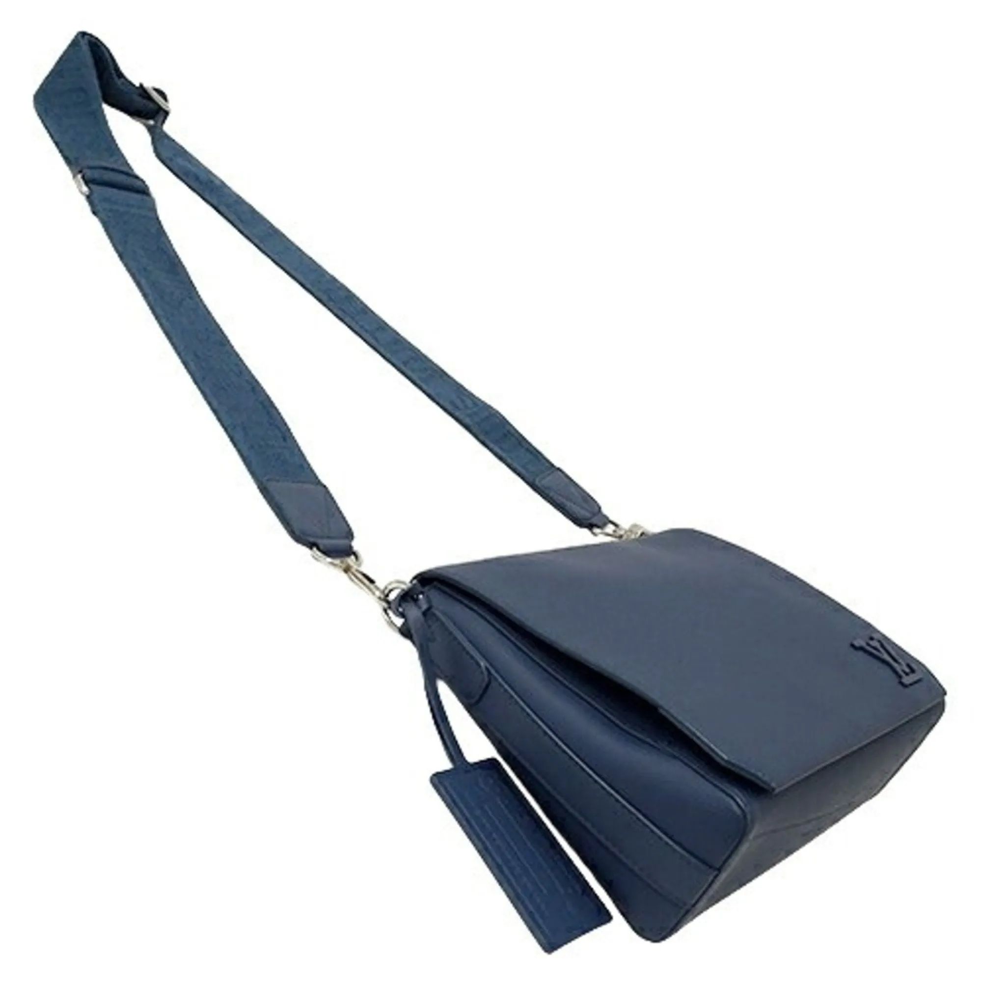 Leather Shoulder Bag with Charm and Strap