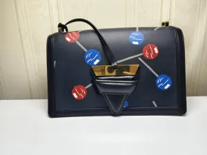 Loewe Barcelona Black Multicolor Leather Shoulder Bag Medium