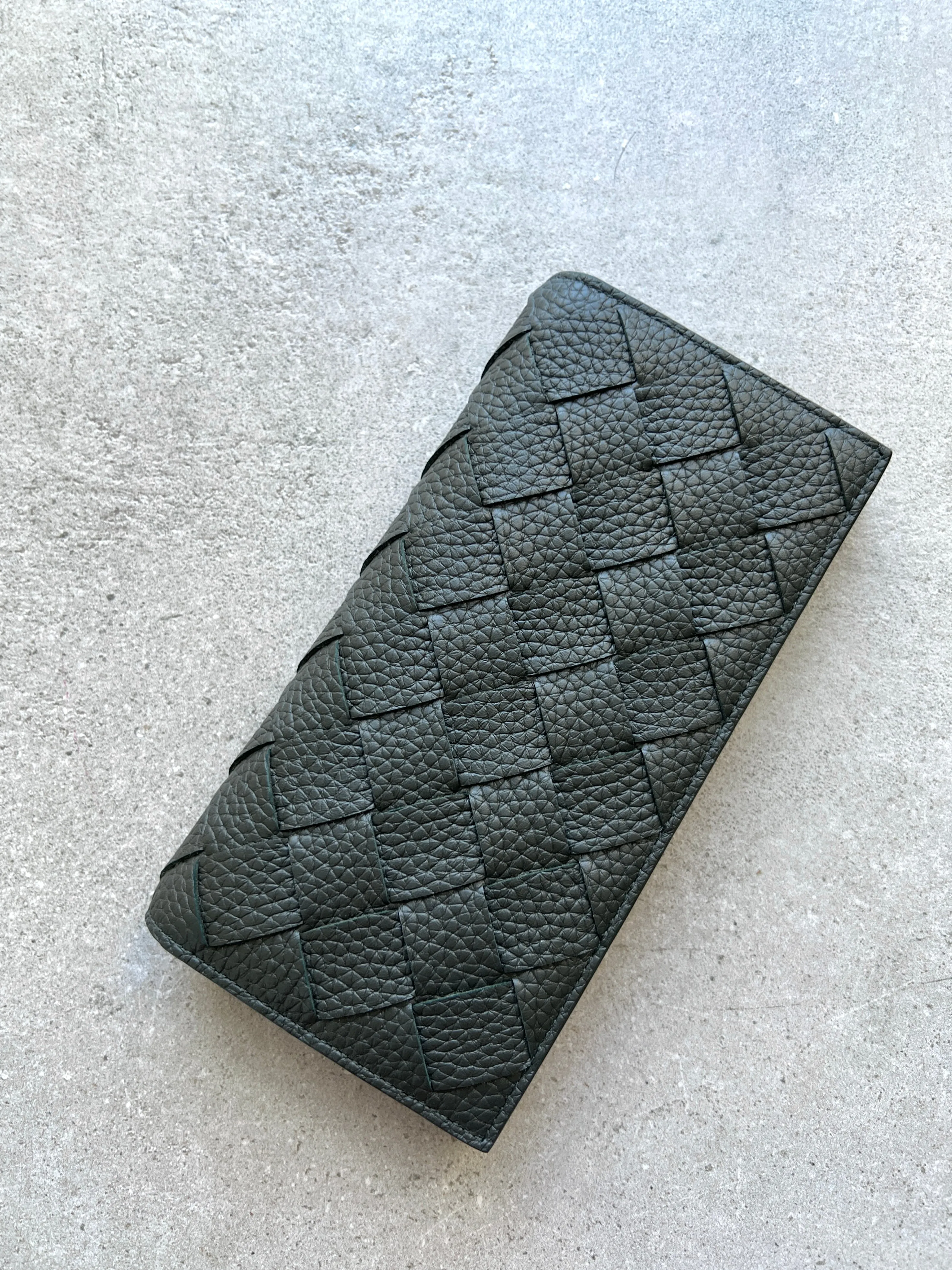 Long Wallet flap Chq Grain, Dark Green