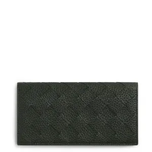 Long Wallet flap Chq Grain, Dark Green