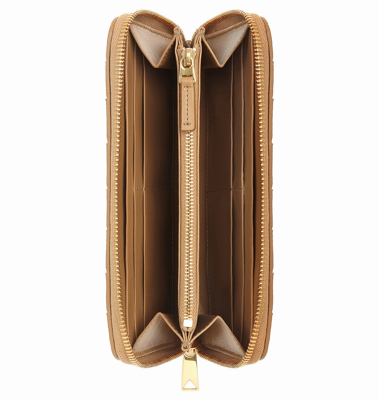 Long Zip Wallet Intrecciato, Caramel (G)