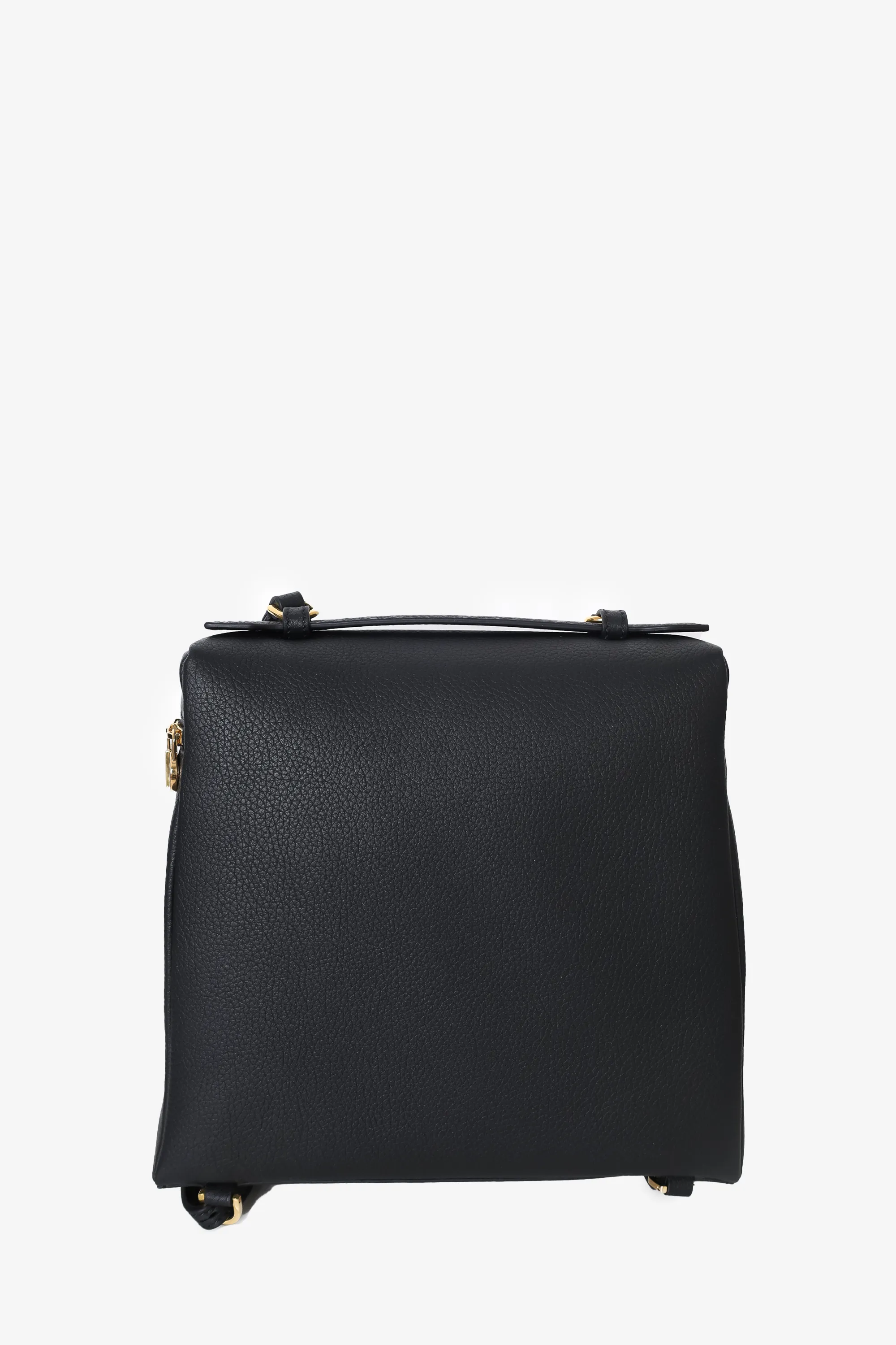 Loro Piana Black Leather Extra Pocket Backpack