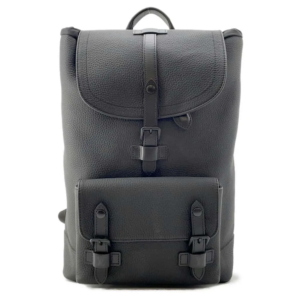 LOUIS VUITTON Christopher Slim Backpack Noir M58644 Taurillon Leather