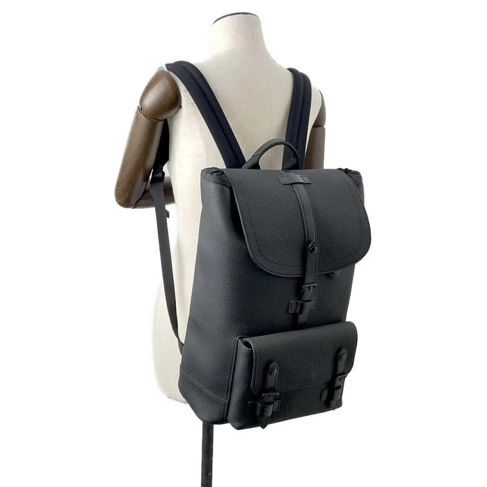 LOUIS VUITTON Christopher Slim Backpack Noir M58644 Taurillon Leather