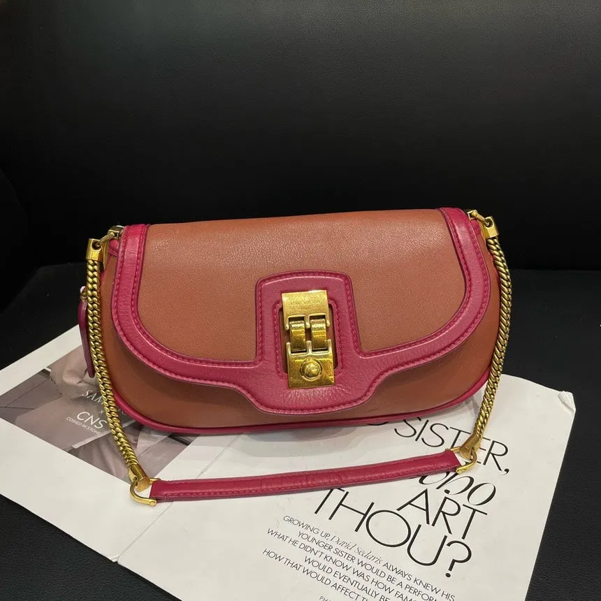 Louis Vuitton Color Block Orange Rose Red Shoulder Bag