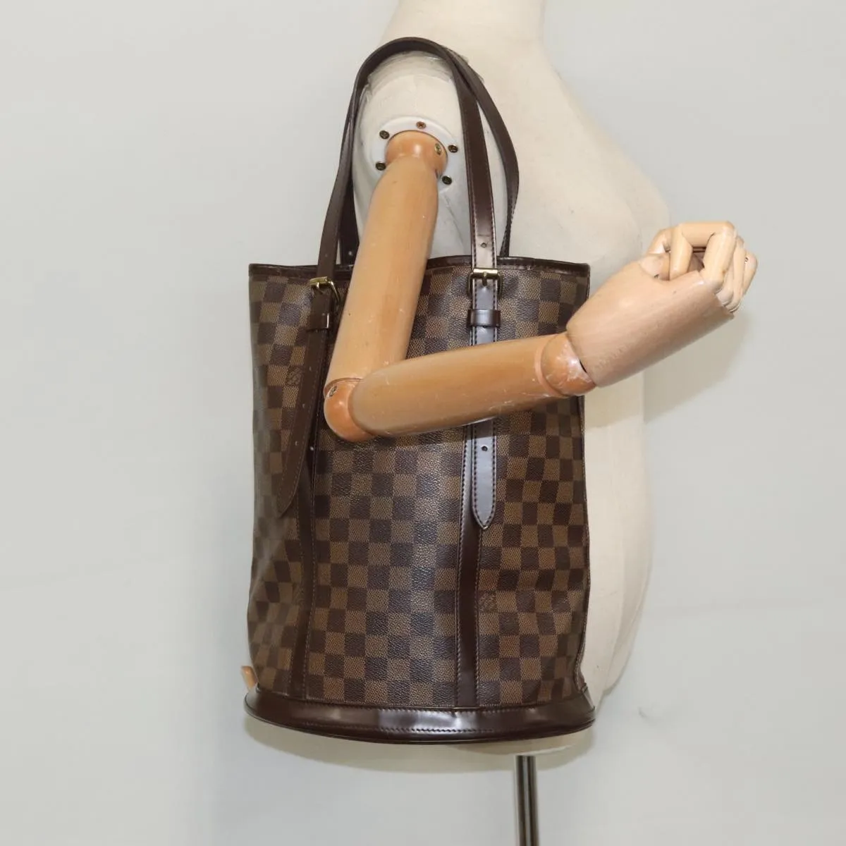 LOUIS VUITTON Damier Ebene Bucket GM Shoulder Bag N42236 LV hk1790