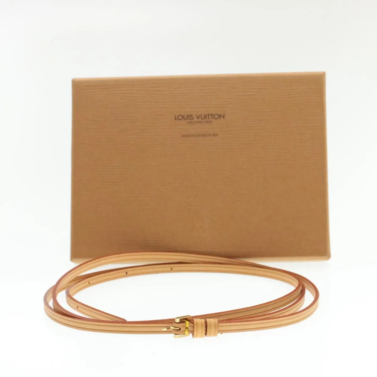 LOUIS VUITTON Leather Shoulder Strap 41.3""-47.2"" Beige LV rd802