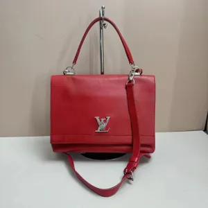 Louis Vuitton Lock Me Red Leather 2way Shoulder Bag Medium