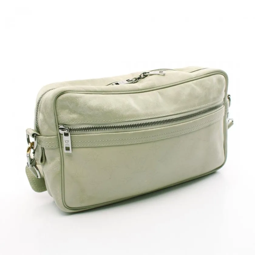 Louis Vuitton Monogram Irvington Leather Shoulder Bag Gray Green