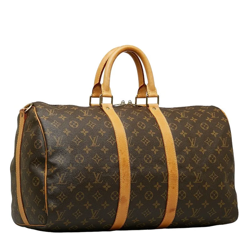 Louis Vuitton Monogram Keepall Bandrier 45 Boston Bag Handbag Shoulder Bag 2WAY M41418 Brown PVC Leather  Louis Vuitton