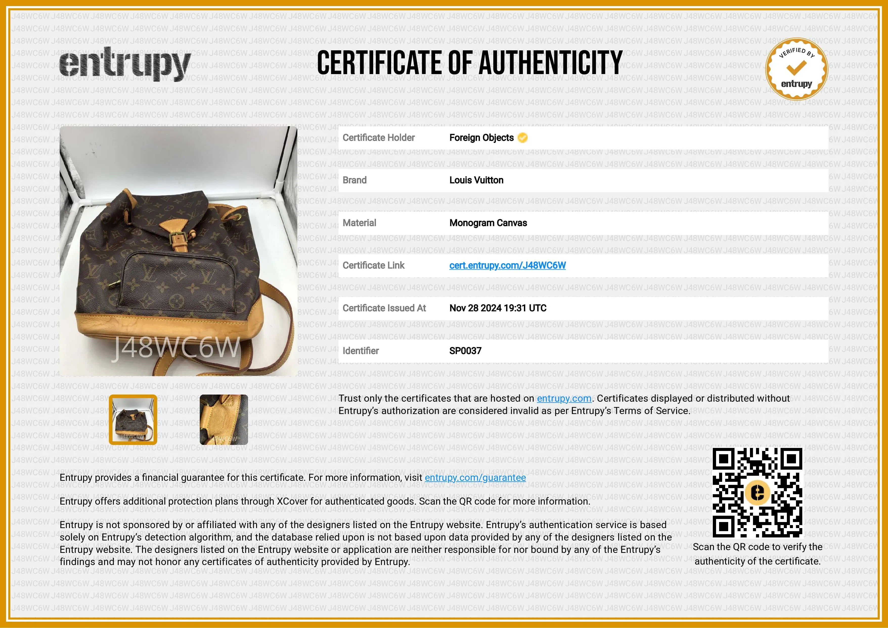 Louis Vuitton Monogram Montsouris MM Backpack SP0037