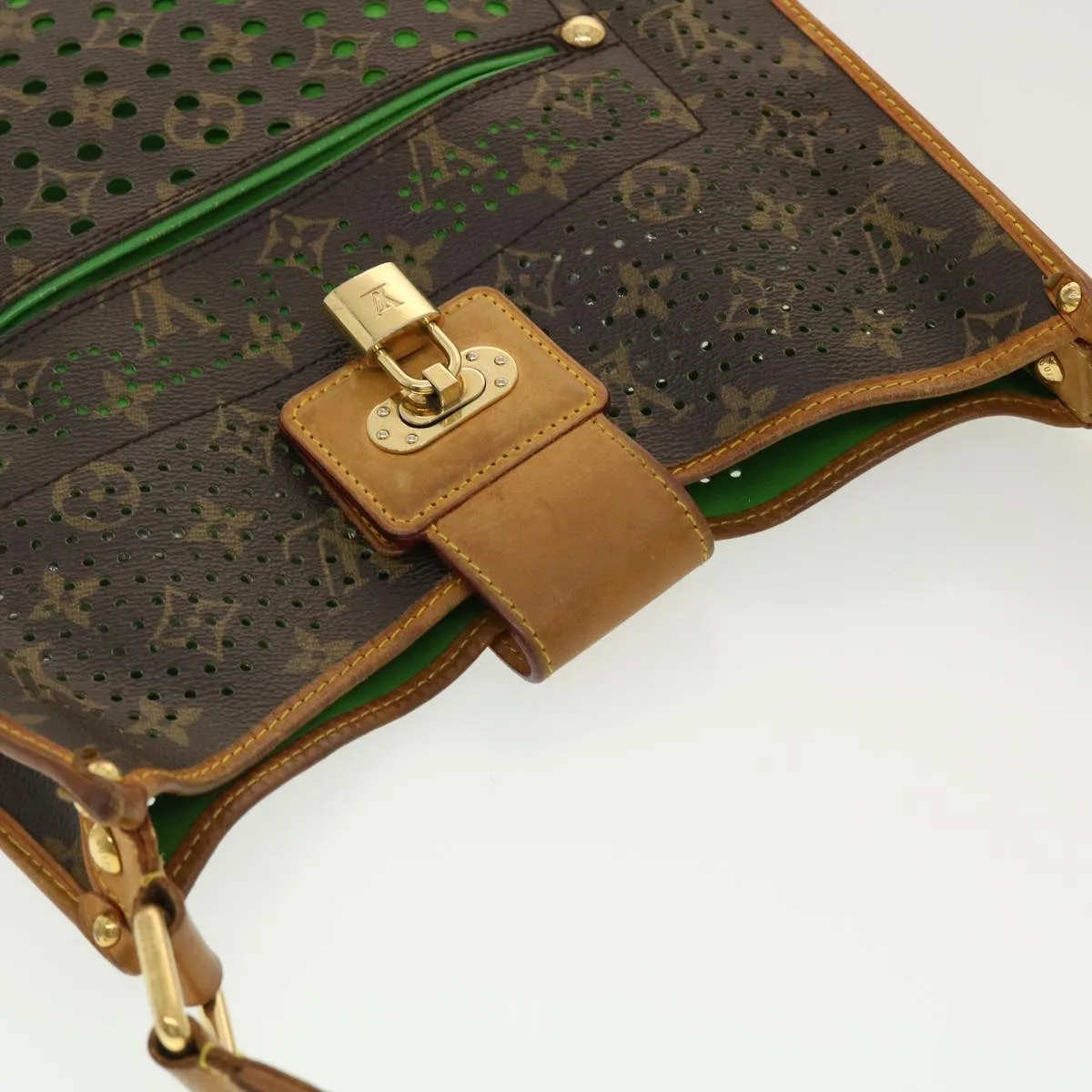 LOUIS VUITTON Monogram Perfo Musette Shoulder Bag Green M95173 LV 40621