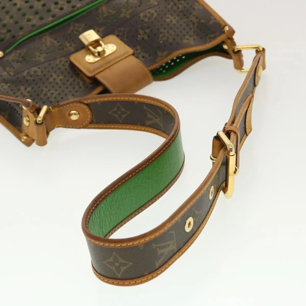 LOUIS VUITTON Monogram Perfo Musette Shoulder Bag Green M95173 LV 40621